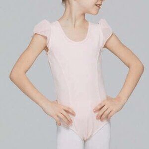 Toddler Girls Cap Sleeve Bow Back Leotard, Pink, S